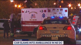 Car strikes ambulance overnight In DC sending 2 to hospital