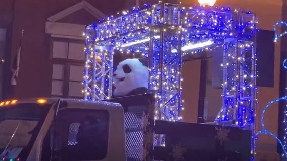 Dancing panda rides the ZooLights Express and we are here for it