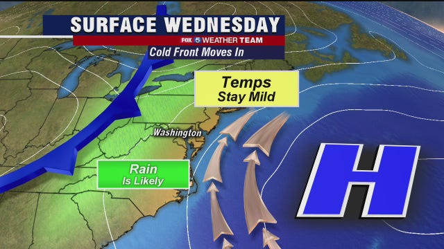 Rain likely Wednesday with mild temperatures in the 70s