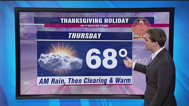Cloudy, cool Wednesday; Thanksgiving Day morning showers with highs in the 60s