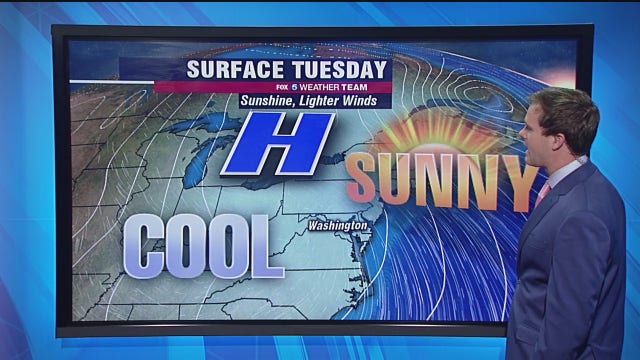 Sunny and cool Tuesday with highs around 50