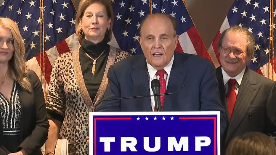 President Trump's attorney Rudy Giuliani presses election challenge case in  fiery news conference