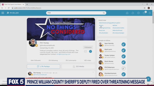 Prince William County sheriff’s deputy firing puts Parler in local headlines
