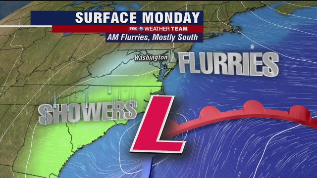 Morning snow flurries Monday; cold and chilly temperatures in the 40s