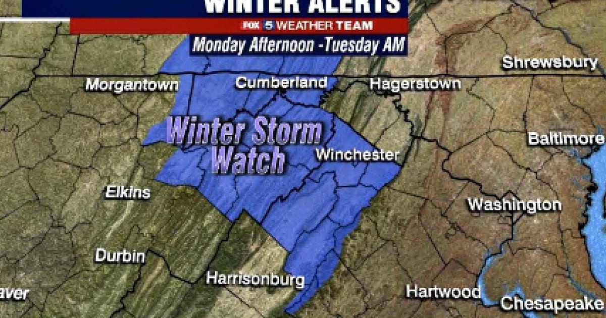 Winter Storm Watch in effect Monday for areas west of DC | FOX 5 DC