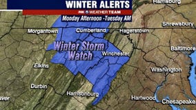 Winter Storm Watch in effect Monday for areas west of DC