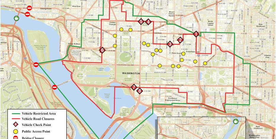 Road Closure Map Near Me Secret Service Releases Road Closures Map, Updated Transportation Security  Measures Ahead Of Inauguration