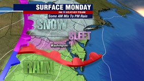 Fast moving system crosses DC region Monday bringing snow, sleet