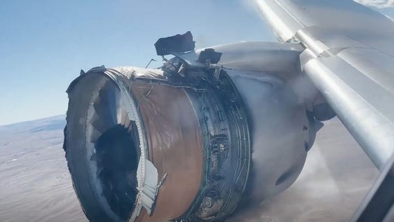 Passenger jet’s engine fails, catches fire, drops debris below