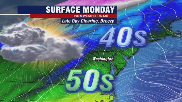 Rainy, foggy Monday morning; warmer temperatures midweek