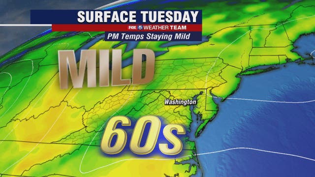 Cloudy and mild Tuesday with highs in the mid-60s