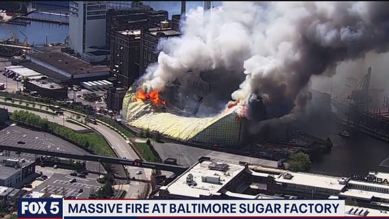 No one injured in massive Baltimore sugar plant fire
