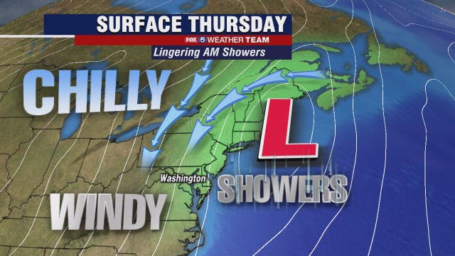 Rainy, chilly and windy Thursday with highs in the 50s