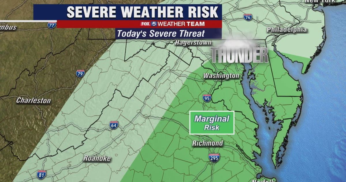Showers, severe thunderstorms possible Wednesday across DC region | FOX ...