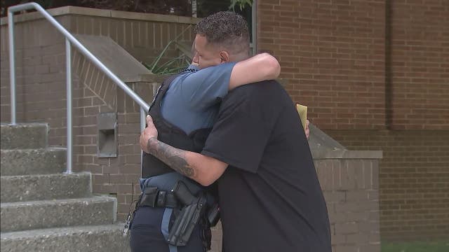Emotional reunion between Anne Arundel County police officer and man he rescued from fiery crash