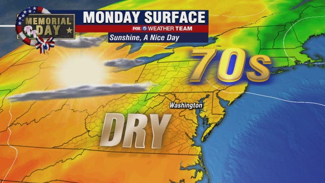 Sunny and dry Memorial Day with highs in the 70s