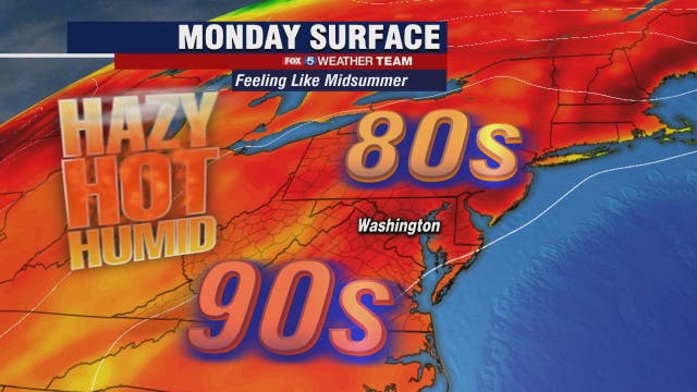 Hot, hazy and humid Monday as heat wave continues; scattered thunderstorms possible later in the day