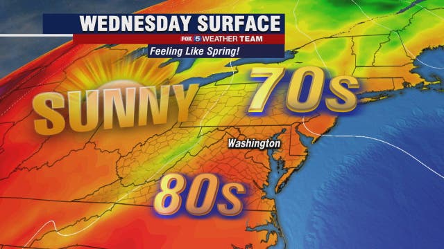 Sunny and pleasant Wednesday with highs near 80 degrees