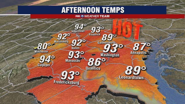 Hot and humid Monday as heat wave returns; heat index values from 100 to 110 degrees