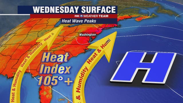 Extreme heat continues Wednesday with heat index temperatures near 105 degrees