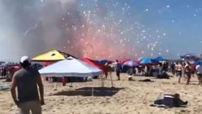 Ocean City bomb squad detonates damaged fireworks from accidental blast on parts of beach Monday