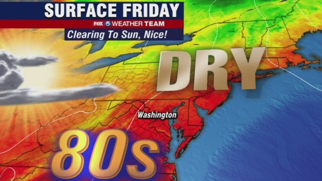 Sunny, comfortable Friday with low humidity and highs in the upper-80s