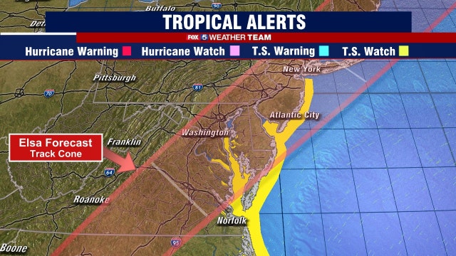 DC region could see remnants of Tropical Storm Elsa Thursday afternoon and evening
