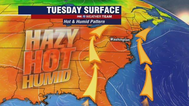 Hazy, hot and humid Tuesday with highs in the mid-90s