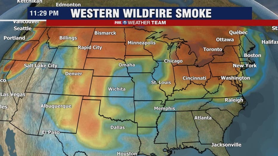 Wildfire smoke from the west filters sunshine in the DC region Tuesday ...