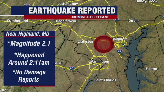 Small earthquake recorded near Columbia, Maryland overnight