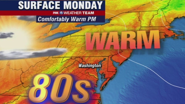 Sunny, warm and dry Monday with highs in the 80s