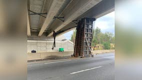 I-95 in Stafford County partially closed after truck strikes bridge