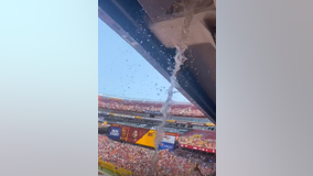 Mysterious liquid spews in front of Dan Snyder's box at FedEx Field