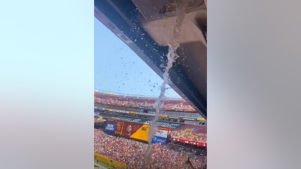 Mysterious liquid spews in front of Dan Snyder's box at FedEx Field