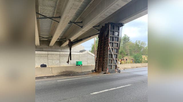 I-95 in Stafford County partially closed after truck strikes bridge
