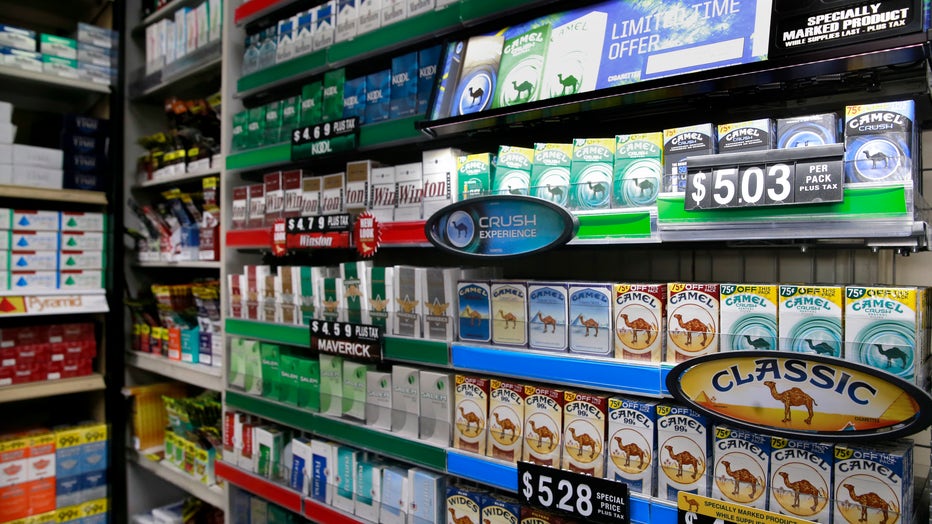 Packs of cigarettes at the Cigarettes R Cheaper store in San Pablo, Calif. on Tues. Sept. 6, 2016. California's proposition 56, the cigarette initiative is passed would add $2 to a pack of cigarettes which would go to health-care programs, smoking prevent