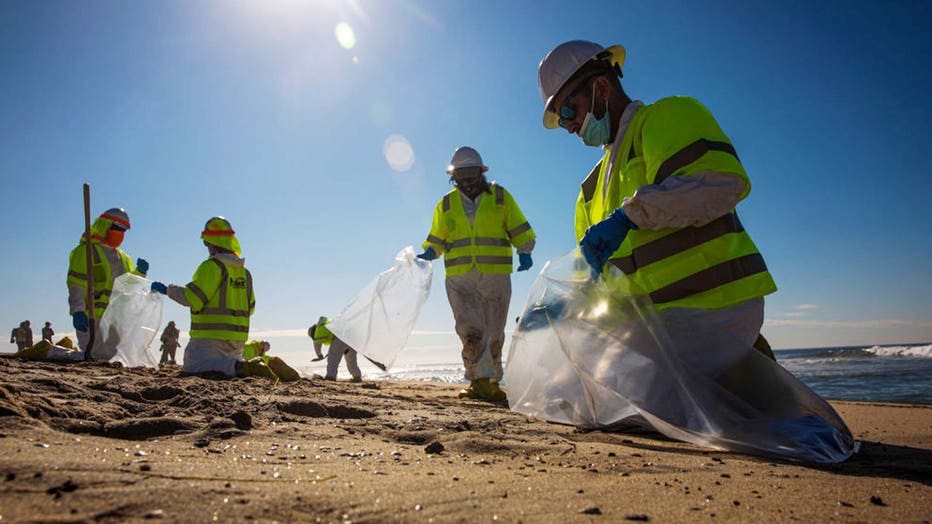 Oil spill cleanup crew