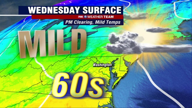 Mild Wednesday with highs in the 60s; rain expected Friday morning