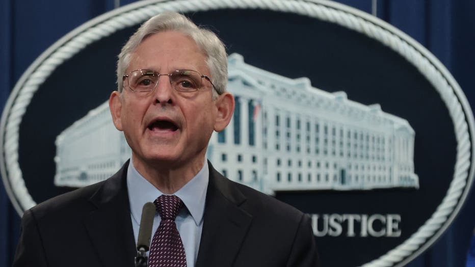 WASHINGTON, DC - NOVEMBER 08: U.S. Attorney General Merrick Garland speaks during a press conference at the Robert F. Kennedy Main Justice Building on Nov. 8, 2021, in Washington, D.C. (Photo by Chip Somodevilla/Getty Images)