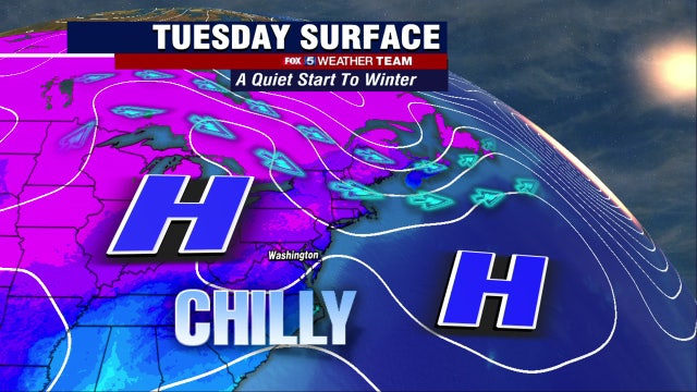 Winter begins chilly and dry Tuesday with highs in the 40s