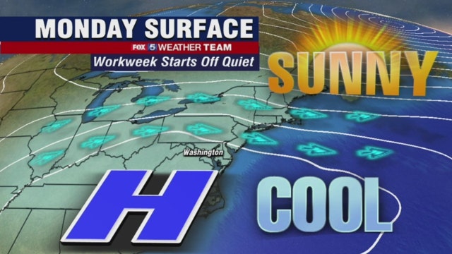 Sunny and calm Monday with highs in the 50s
