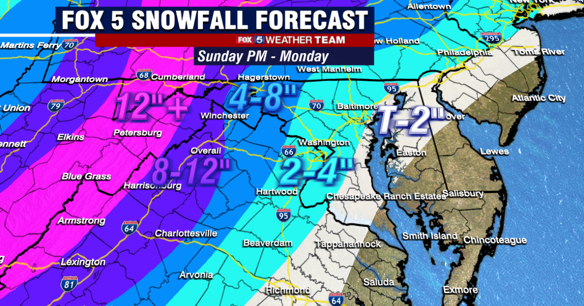 DC SNOW FORECAST TIMELINE: Wintry mess to impact region Sunday | FOX 5 DC