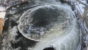 VIDEO: Rotating ice disk returns to Maine river