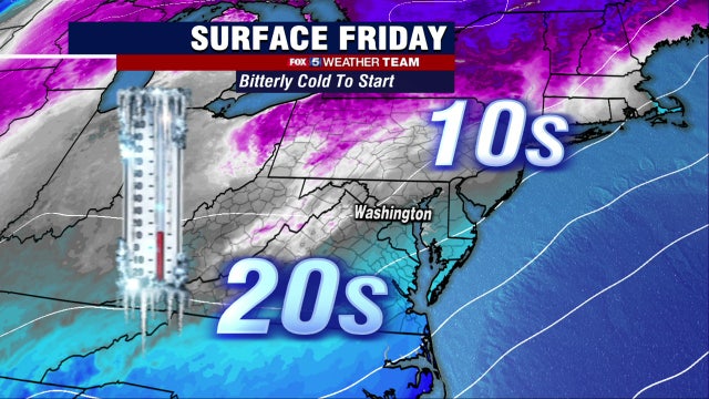 Bitter cold Friday with single digit wind chills and temperatures in the 20s