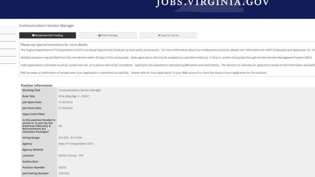 I-95 Shutdown: VDOT posts job opening for communications manager as I-95 shutdown fallout continues