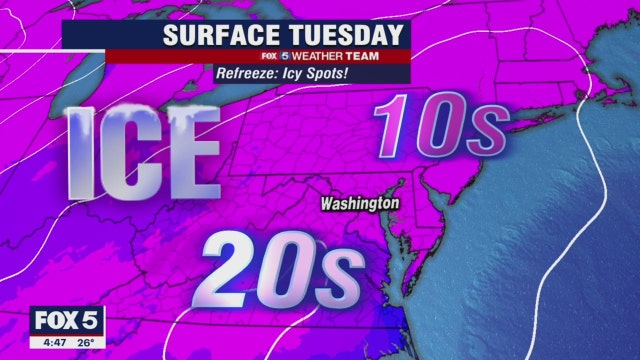 Cold, icy Tuesday with highs in the 30s; AM Snow Possible Friday