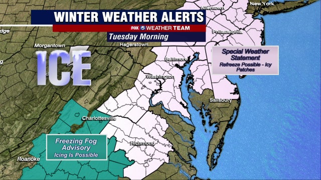 Icy roadways possible Tuesday morning; breezy, chilly afternoon with highs in the 40s
