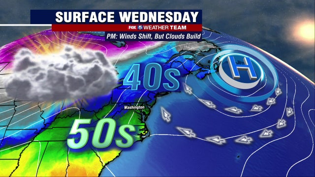 Cloudy Wednesday with warmer temperatures near 50 degrees