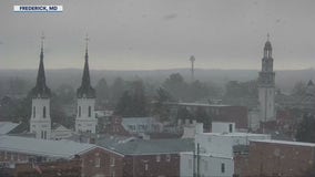 Snow flurries fall in Frederick Monday