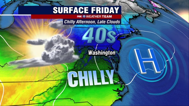Chilly Friday with temperatures in the 40s; warmer weekend ahead
